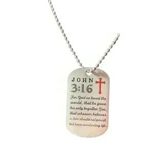 John 3:16 pendant Dog Tag Style 23 inch ball chain